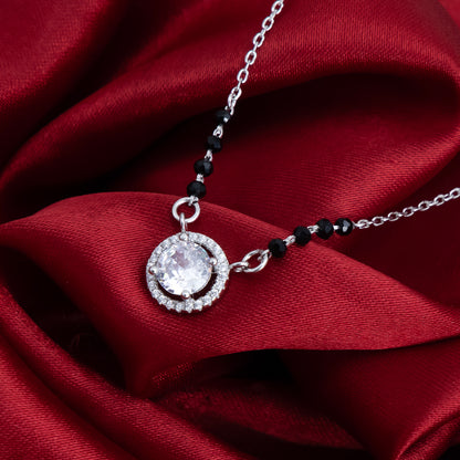 Sterling Silver Center Big CZ Stone Mangalsutra for Girls