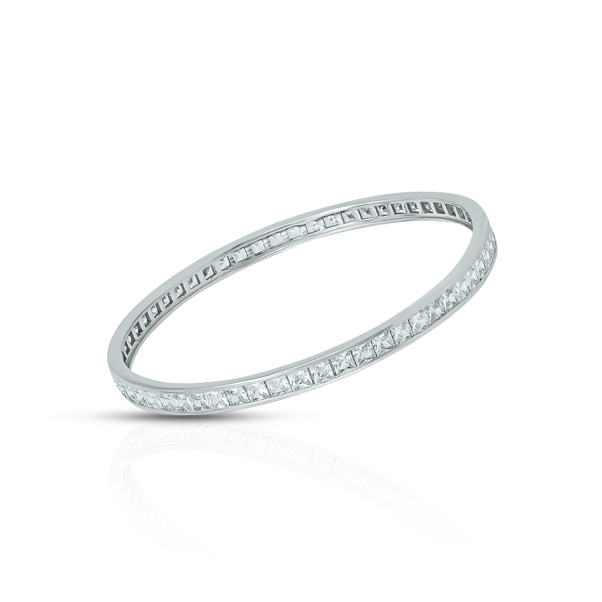 Cubic zirconia sterling silver bangles, featuring a refined design and radiant stones for a timeless accessory