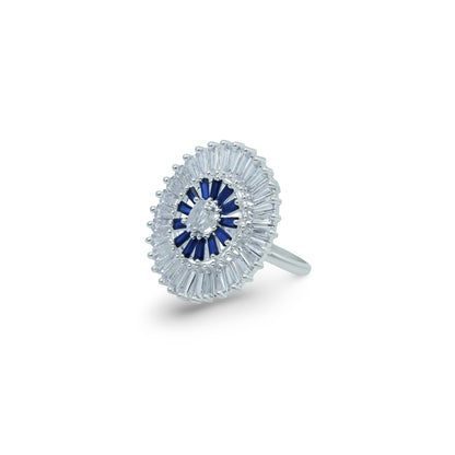 Elegant silver ring featuring vibrant blue stones, perfect for young girls