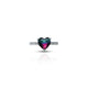 Sterling Silver Green and Pink Heart Shape Ring for Girls