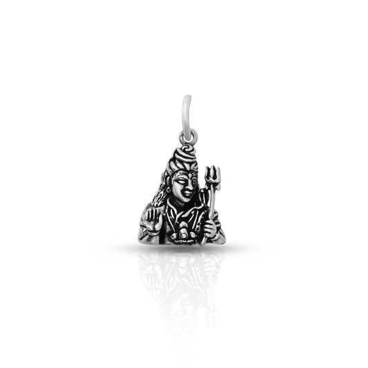 Oxidized 925 silver pendant featuring Mahadev with Trishul design