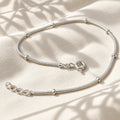 Pure Silver Snake Chain Bracelet with Bead Spacers for Women