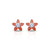 Orange flower-shaped silver earrings with an American diamond center