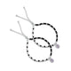 Sterling Silver and Black Beads with Oval Shape Purple Stone Anklet for Girls