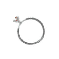 Silver kada payal for girls featuring an intricate plant vein design.