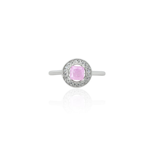 Elegant sterling silver solitaire ring for women featuring a stunning pink gemstone