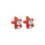 Sterling silver orange flower earrings featuring an American diamond