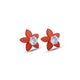 Sterling silver orange flower earrings featuring an American diamond