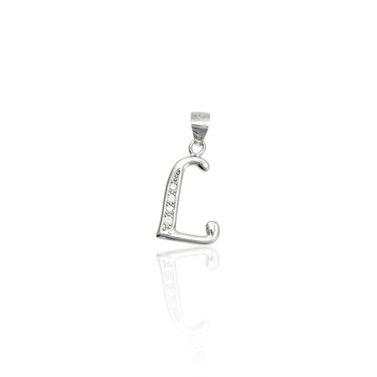 Stylish silver pendant featuring the letter 'L' in an elegant name symbol design.