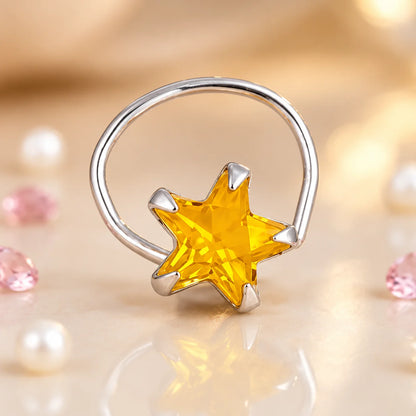Silver Beautiful Yellow Gem Nosepin