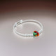 Sterling Silver Red and Green Teddy Design Kada for Boys