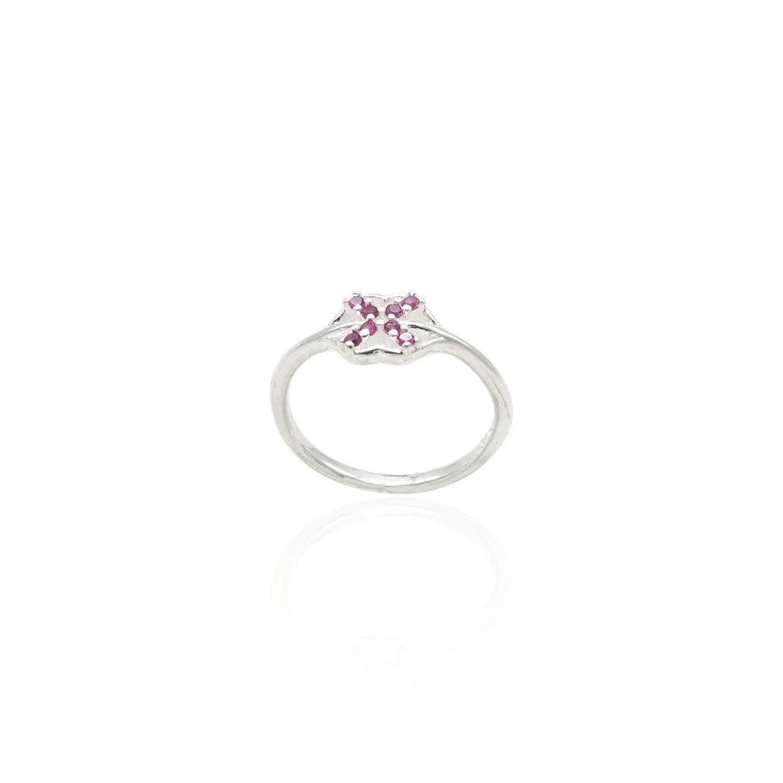 Elegant silver ring adorned with subtle pink gems for a radiant, minimalist design