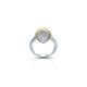 Elegant silver ring featuring radiant glowing gemstones.