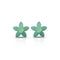Green Flower Design Stud Silver Earrings