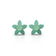 Stylish green flower design stud earrings in sterling silver