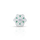Silver Little Green Gem Stone Round Flower Design Ring for Girls