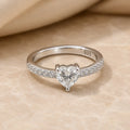 Silver Heart-Center Ring with Accent Stones