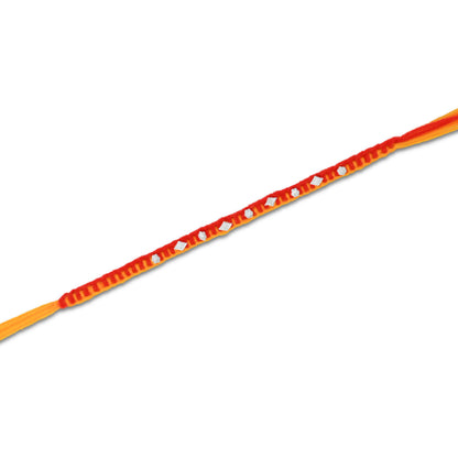 Boys' Rakhi featuring a delicate small flower design in silver.