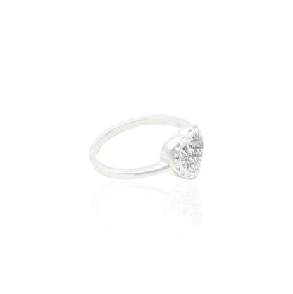 Stylish silver ring showcasing a heart shape, perfect for expressing passion.