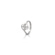 Charming silver ring featuring curled heart design.