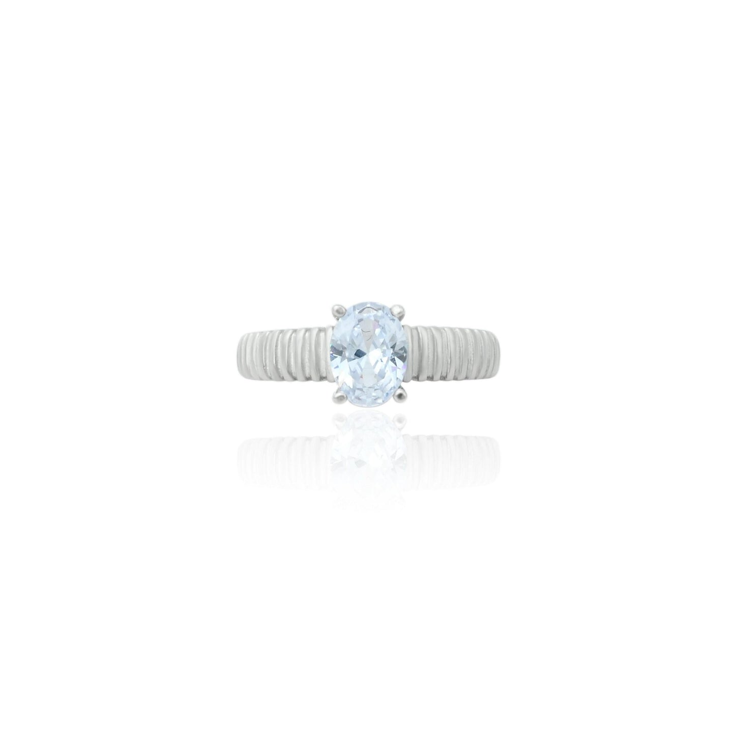 925 silver girls' ring featuring an oval cut aquamarine crystal with a sleek setting