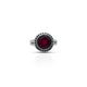 Sterling Silver Ring with Maroon Stone and Flower Design