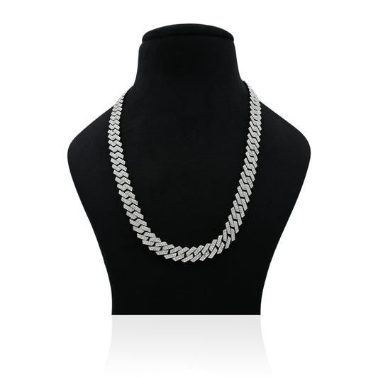 Buy 10mm Premium Silver CZ Studded Cuban Link Chain, Khushbu Jewellers