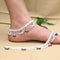 Traditional Silver Payal Anklet with Green & Pink Moti and Stone Detailing.