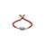 Silver evil eye bracelet with red thread, adjustable size.