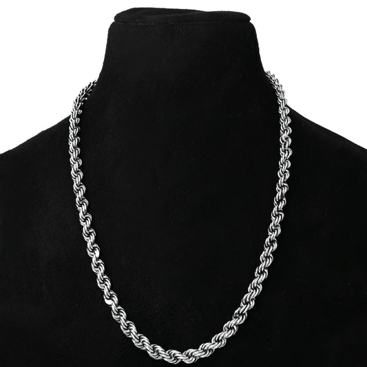 Twisted rope linked silver chain for boys.