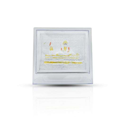 Elegant silver frame featuring Lakshmi, Saraswati, and Ganesha idols, perfect for Diwali gifting or home decor