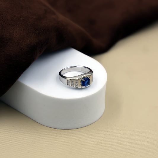 Stylish silver ring with vibrant blue stone