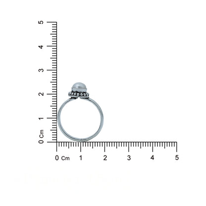 Shiny White Moti Silver Ring
