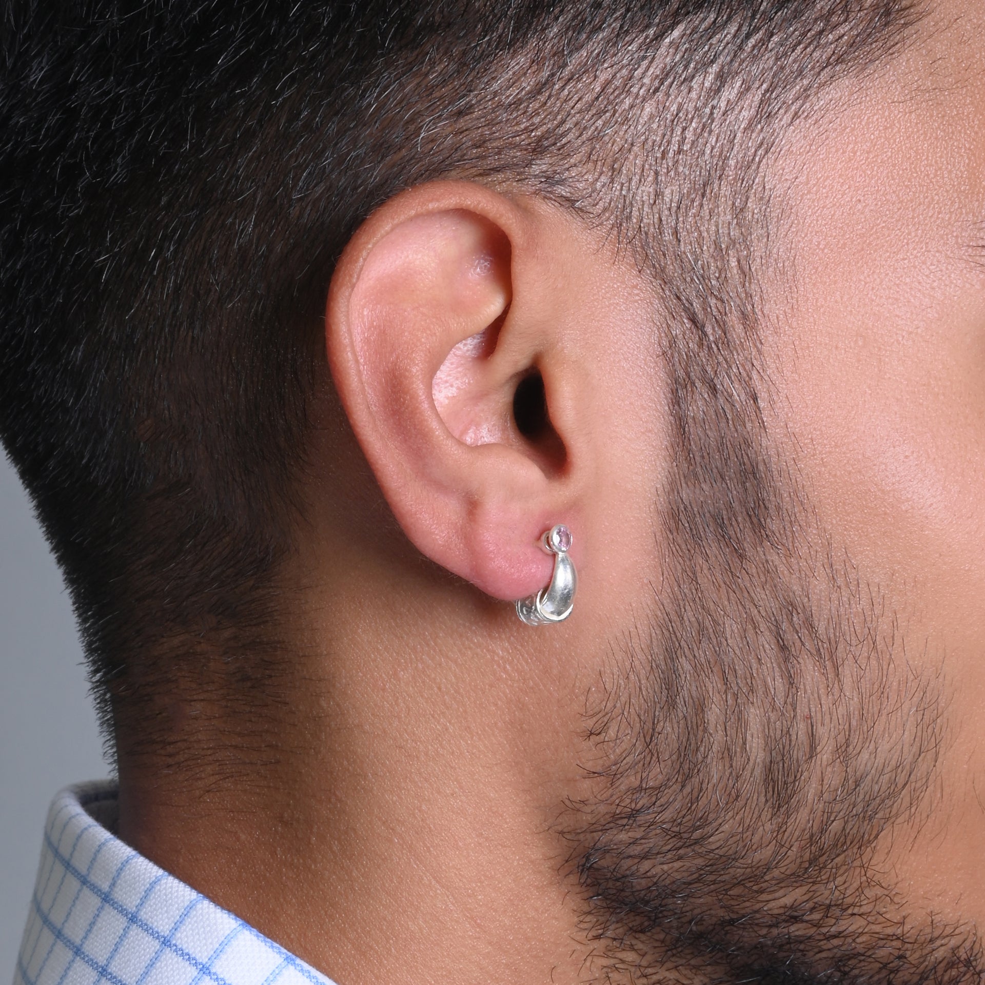 Rajasthani Silver Bali for Men Traditional and Stylish Hoop Single Pcs  Pink