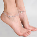 Silver Anklet with Delicate Purple, White Buds in Cage