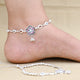 Multiple Gemstone Silver Flower Design Anklets with Ghungroo