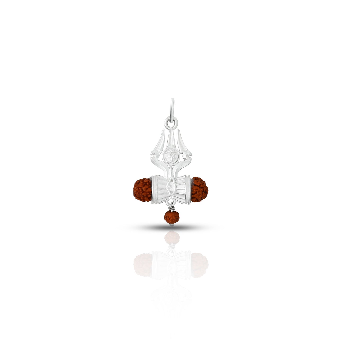 Silver pendant featuring a precious Trishul design with Rudraksha for spiritual strength