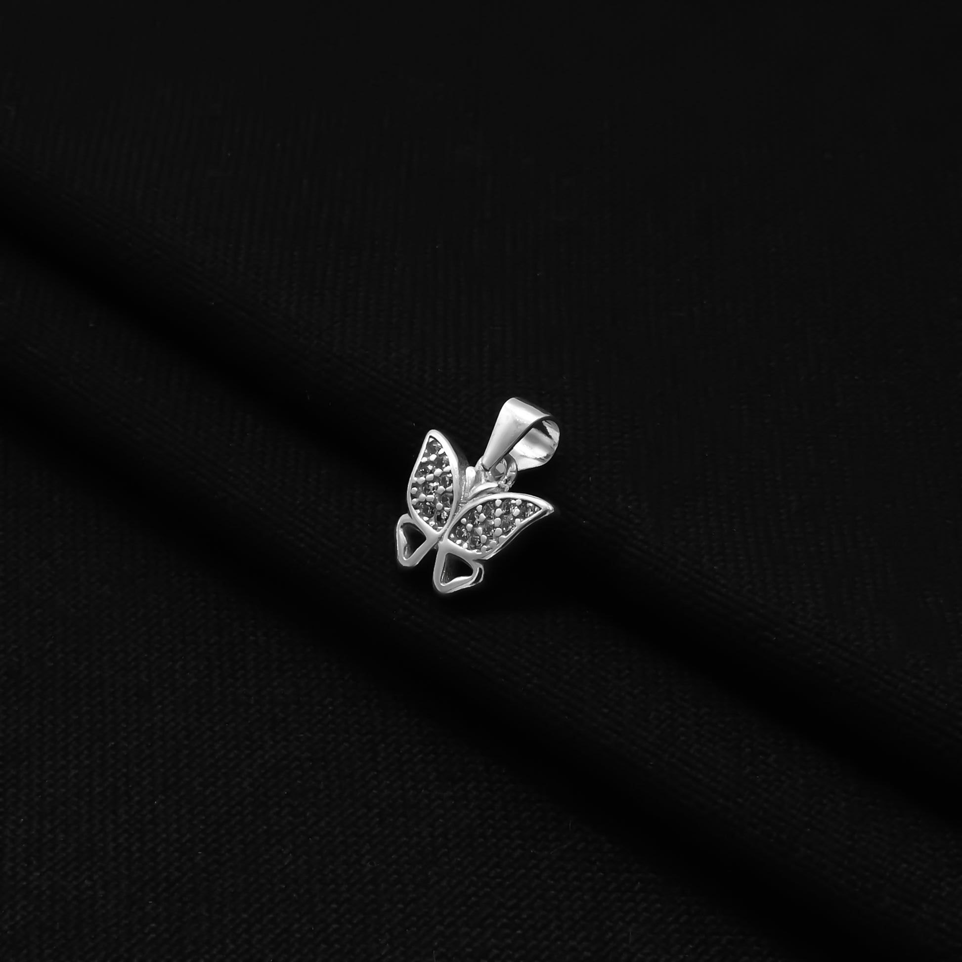 Stylish 925 silver pendant showcasing a butterfly design embellished with CZ stones