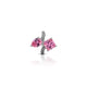 Stylish silver ring with two pink square gemstones.