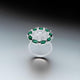 Silver Edge Green Stone Round Ring for Girls