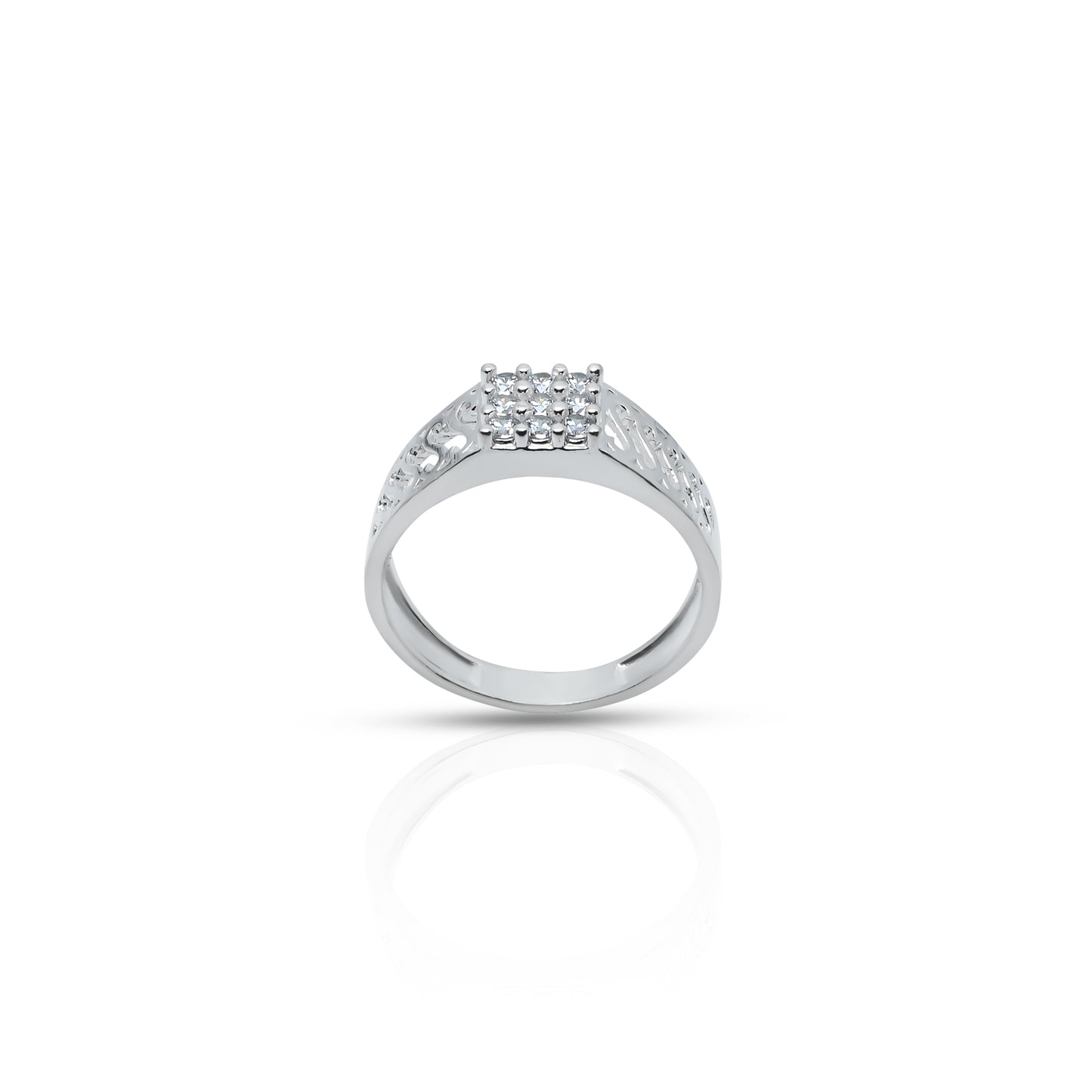 Silver Trendy "S" Design CZ Statement Ring for Him