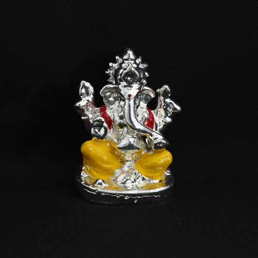 Elegant silver Gouri Nandan Ganesh idol, perfect for home decor and worship.