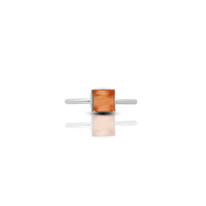 Sterling Silver Ring for Girls with Orange Smoky Gemstone