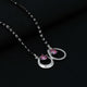 Sterling Silver Pink Stone Two Connecting Drop Design Mangalsutra