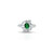 Silver Oval Shape Green Stone Flower Design Ring for Girls