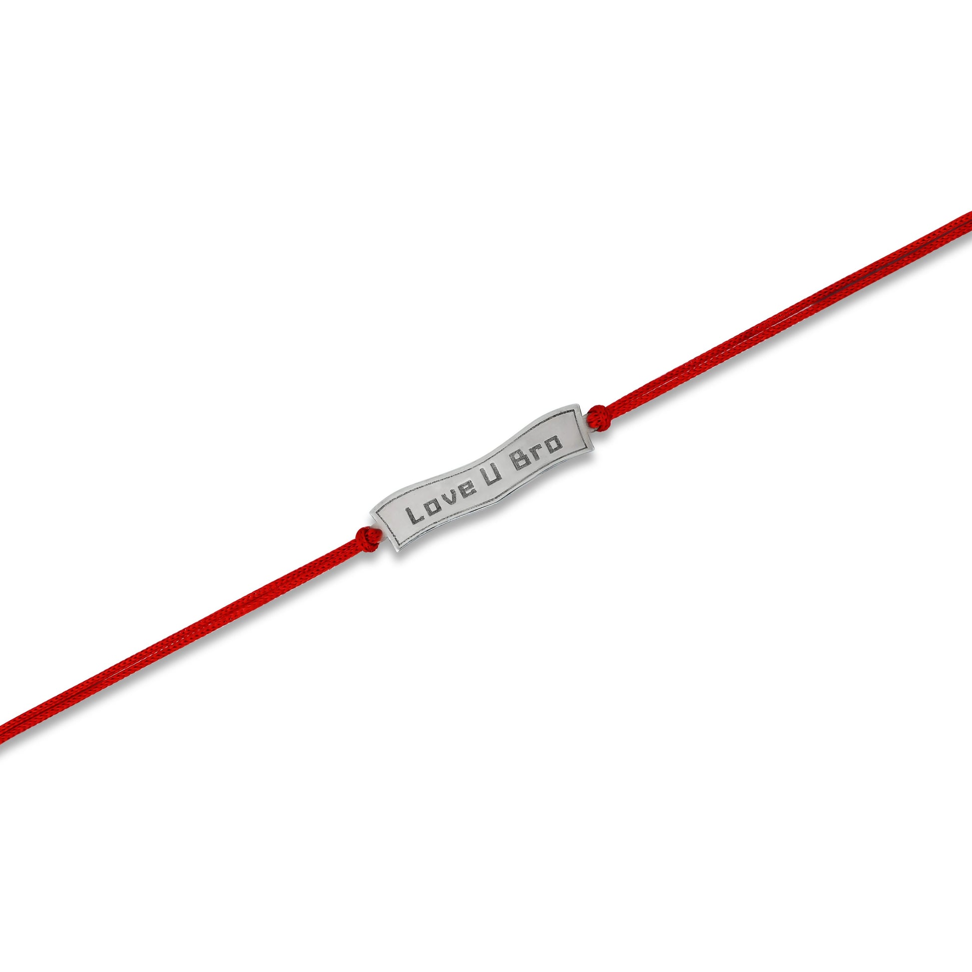 Boys' Rakhi featuring a silver 'Love U Bro' written design