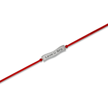 Boys' Rakhi featuring a silver 'Love U Bro' written design