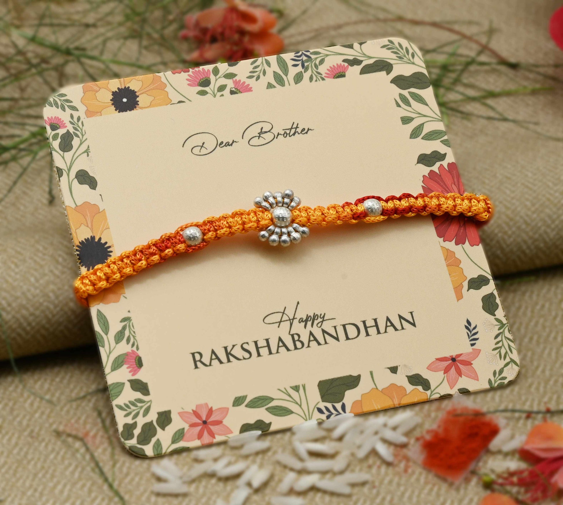 Stylish silver beads Rakhi for boys, ideal for Raksha Bandhan