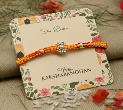 Stylish silver beads Rakhi for boys, ideal for Raksha Bandhan