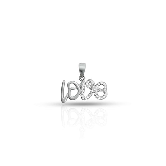 Silver pendant featuring a love sign heart design